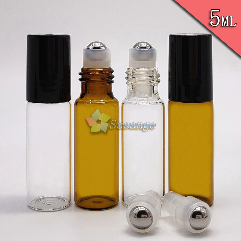 5ml茶色滚珠瓶 棕色小精油瓶 香水走珠分装瓶 透明眼霜试用小样瓶