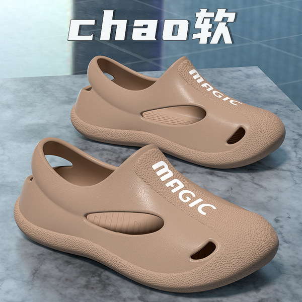 2025 New Hole Shoes Men's and Women's Breathable Toe Korean-style Couples Non-slip Chef Workplace Sports Running Sandals