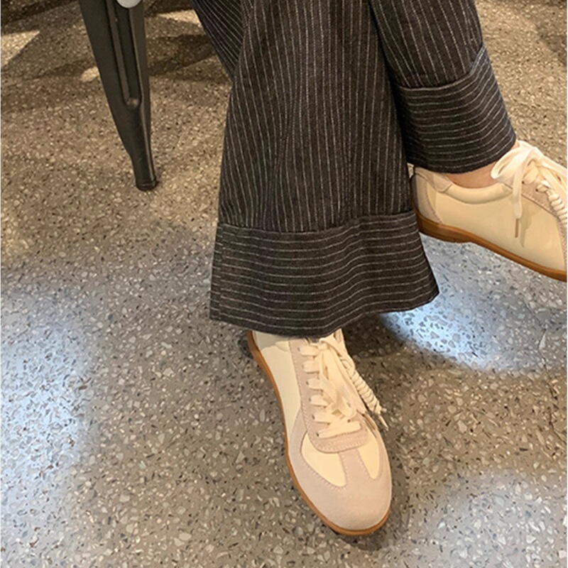 真皮版德训鞋女2025新款系带休闲运动厚底内增高复古阿甘小白鞋|undefined