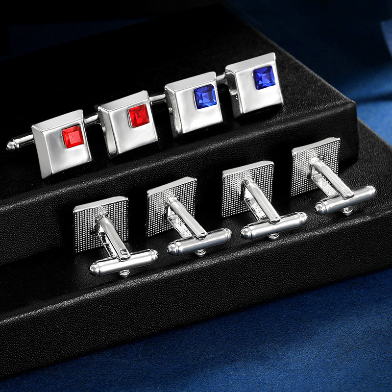 vendita calda moda multicolore lega di metallo uomo stile francese personalizzato gemelli con diamanti accessori_voghion.com