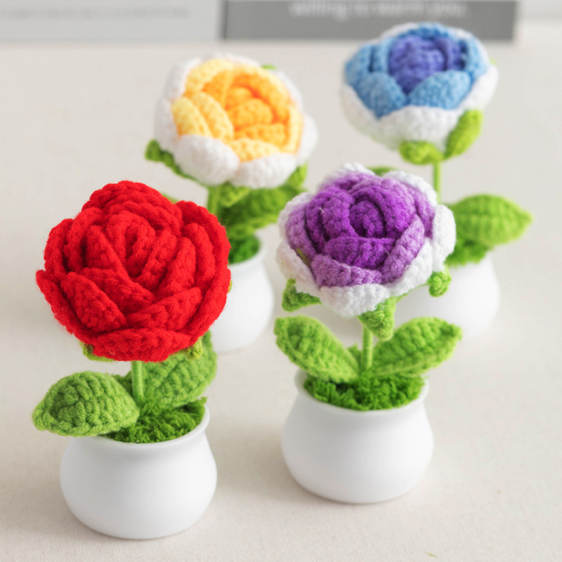 教师节盆栽编织仿真花成品摆件装饰家居朋友闺蜜礼物礼品盆栽花