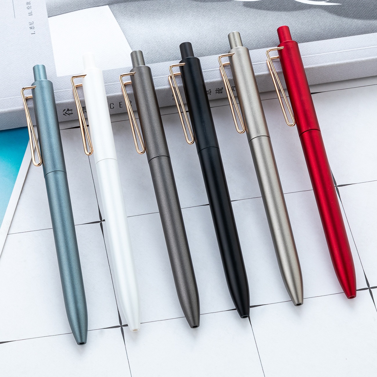 High-End Large V-Shaped Press Gel Pen with Logo Business Office Gift Signature Pen Multi-Color Spray Paint Pen