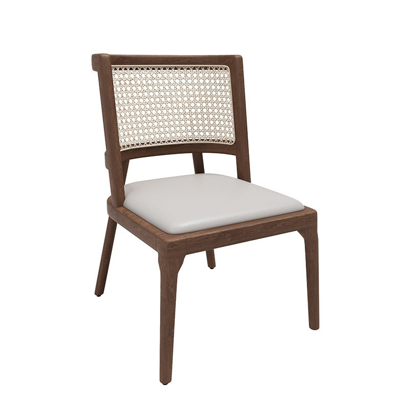 Sillas de comedor de diseño personalizadas para hoteles de alta gama, sillas de ratán de madera maciza, sillas de ocio, venta al por mayor comercial.