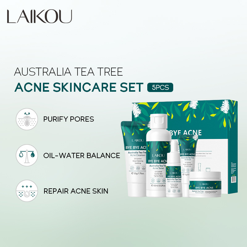Laikou Australian Tea Tree Five-Piece Facial Care Set: Cleanser, Cream, Toner, Essence