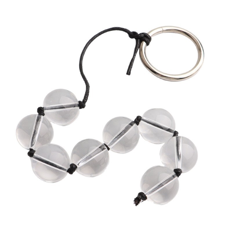 Glass Anal Beads Plug, 8-Bead 3 cm Transparent Design for Couples — detail image 2