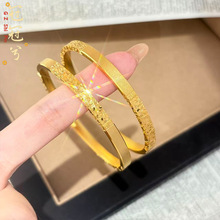 黄铜镀金碎碎冰筷子手镯里外一色轻奢高级电镀仿金色镯子久不掉色