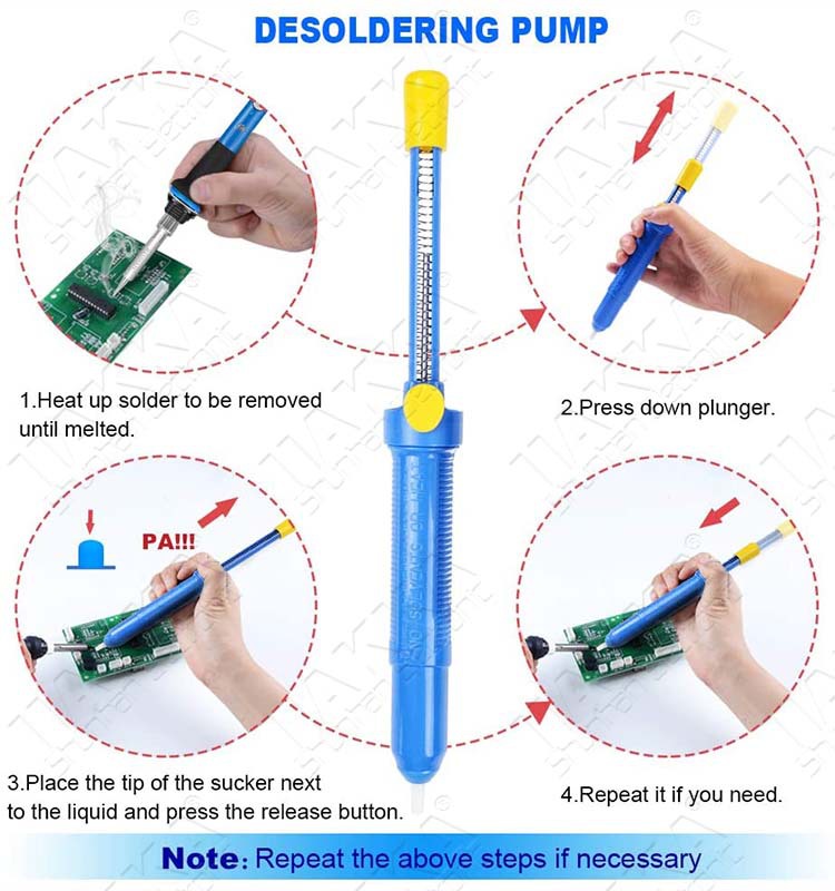 Replaces edsyn Edison ds017ls manual powerful solder suction device, desoldering pump, detinator large desoldering gun