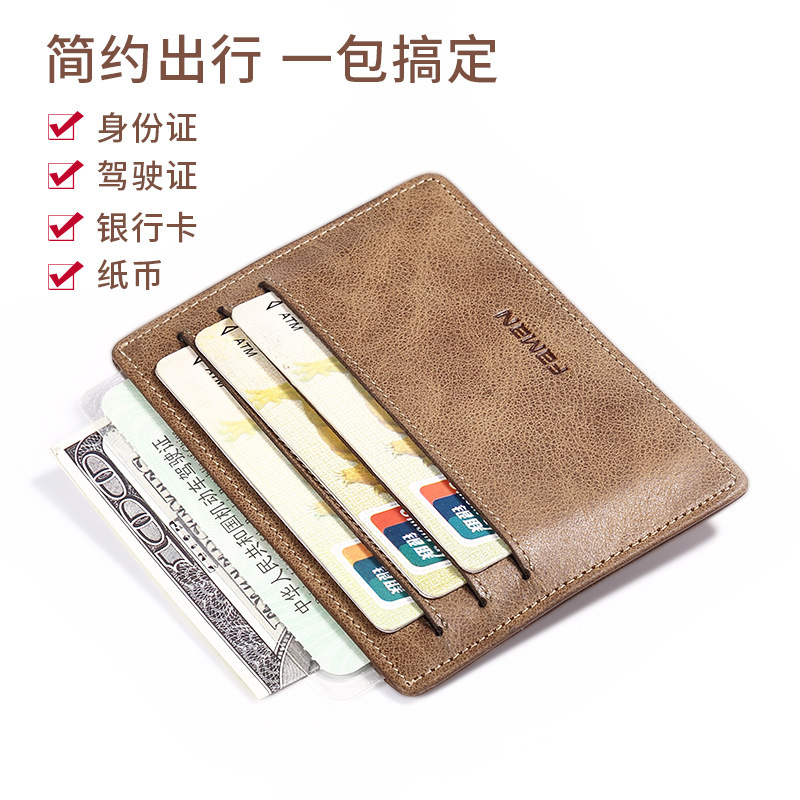 Cartera ultrafina Cartera de conducir de cuero para hombre Cartera de conducir para mujer Cartera de tarjeta Cartera de crédito de posición de tarjeta múltiple Cartera pequeña