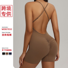 ヨーロッパとアメリカのクロスボーダーAmazonは、胸パッド付きのスリングジャンプスーツ、スポーツヒップリフティング、女性用のタイトなヨガウェア、ピラティスを専門にしています。