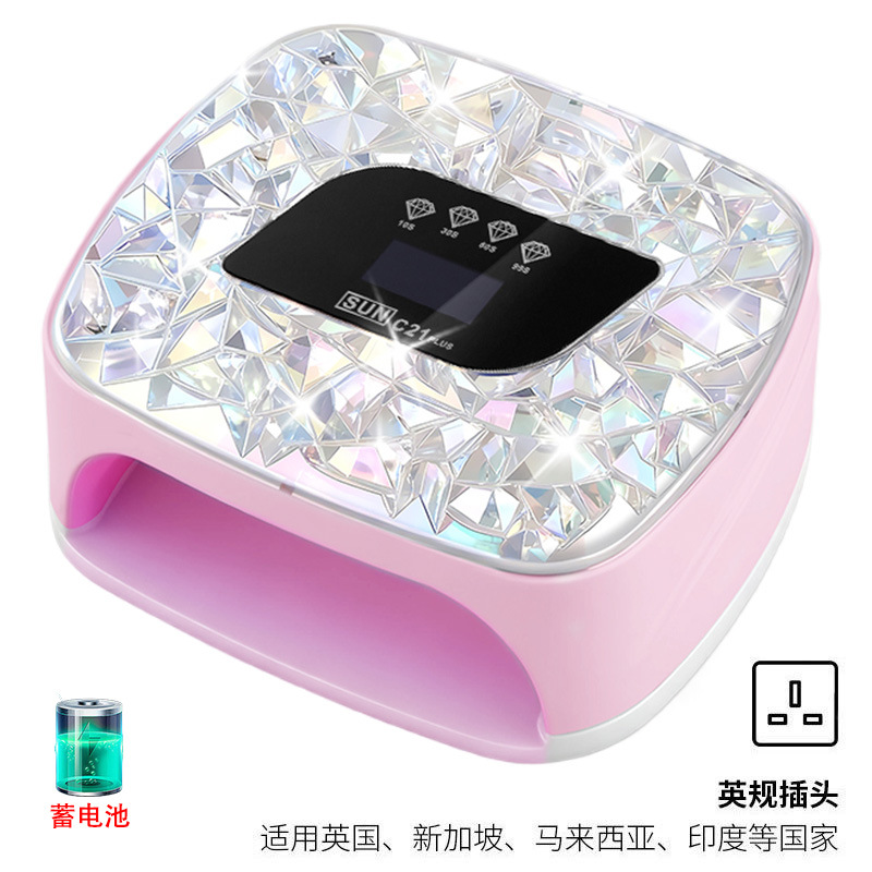 Lámpara de manicura de almacenamiento de doble fuente de luz inteligente de manicura de secado rápido UV doble fuente de luz de diamante de manicura de luz de larga duración