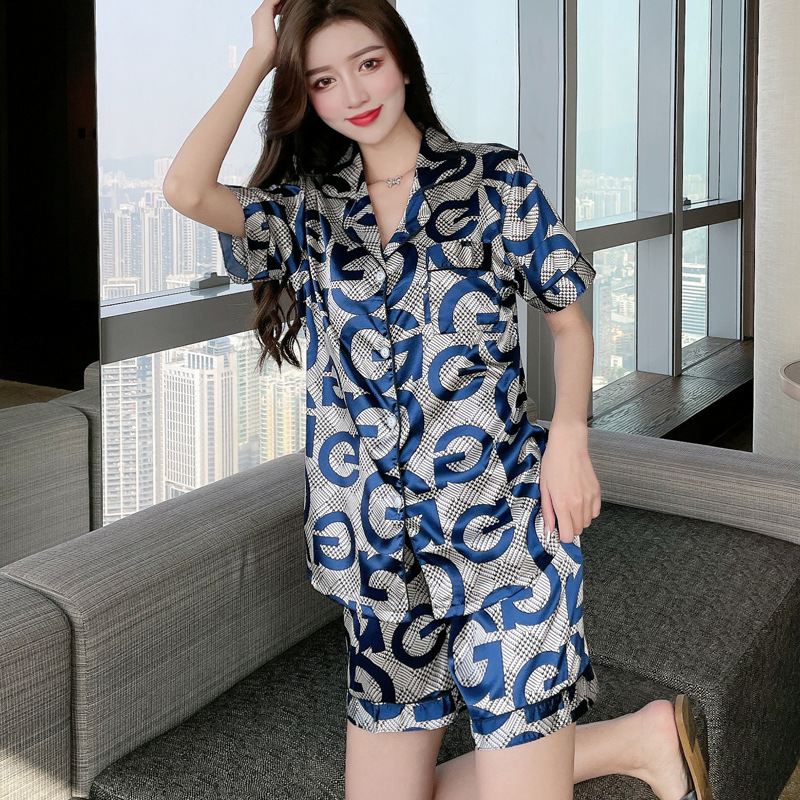 Pajamas women summer silk short-sleeved...