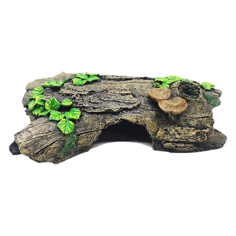 Fábrica acuario resina sumergida madera paisaje decoración simulación árbol cabeza agua hierba escalada mascota escondite casa súper árbol agujero corteza Decoración