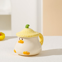 可爱小鸭子带盖伴手礼小礼品卡通马克杯大容量简约家用陶瓷杯办公