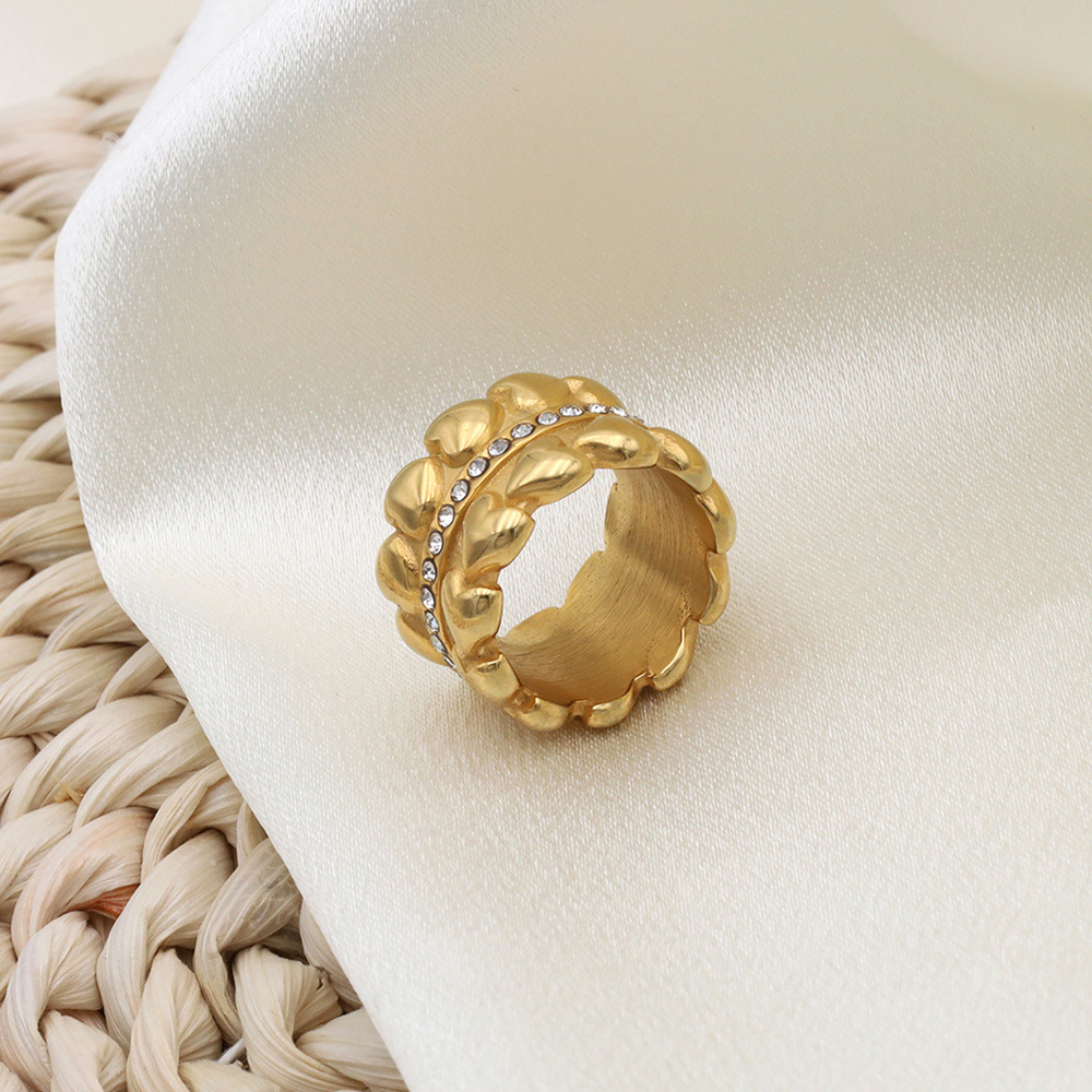 Daily Occasion Stainless Steel Material Vintage Style Geometric Solid Color Stainless Steel Plating Rings