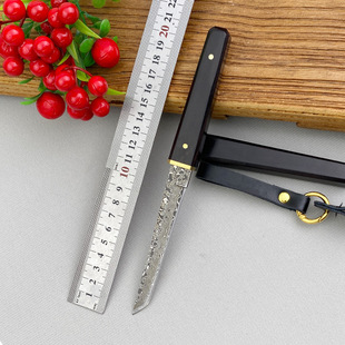 Cross-Border Damascus Steel Outdoor Wooden Sheath Knife Small Straight Knife Special Outdoor Fruit Peeling Knife Sharp Dividing Knife