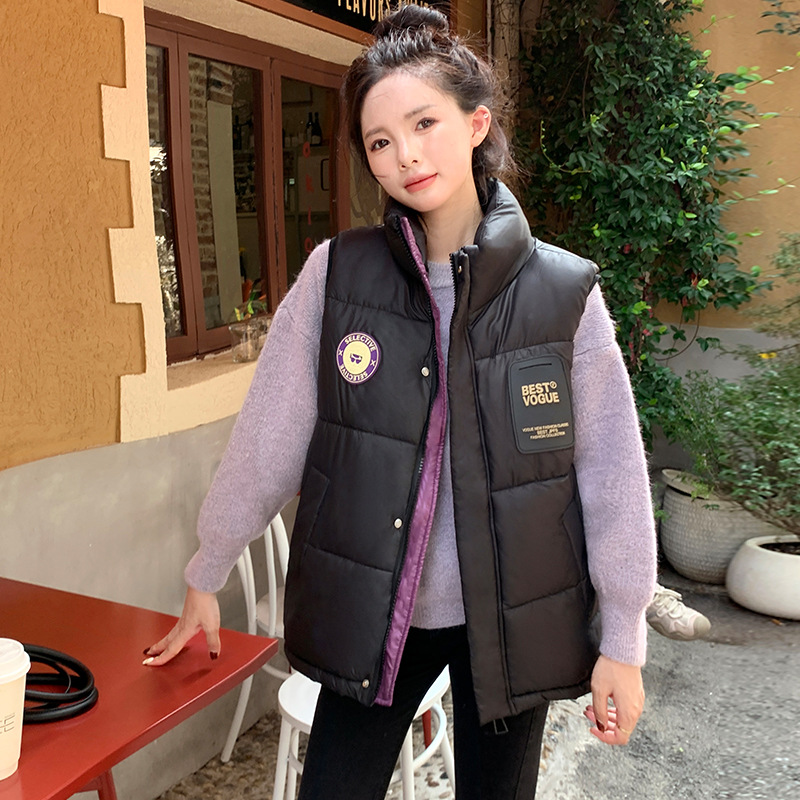 Algodón chaleco mujer 2025 invierno nuevo estilo coreano etiqueta de cuello de hombro de algodón casual sensación de diseño chaleco chaqueta de moda image 3