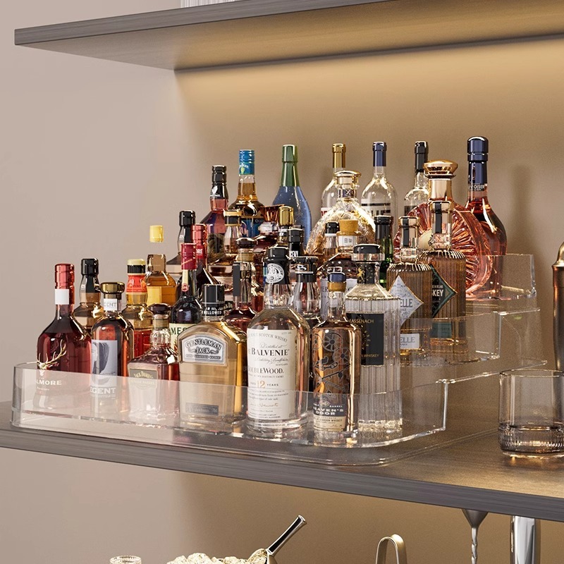 小酒物置棚階段式透明小瓶洋酒基調酒整理棚コンビニミニカクテル展示|undefined