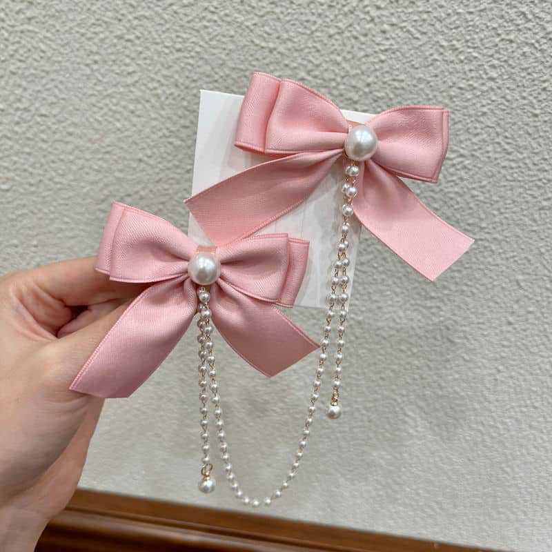 Women's Sweet Bow Knot Cloth Beaded Hair Clip display picture 9