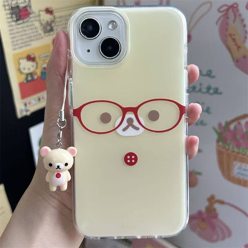 Red Glasses Rilakkuma Hard Case for Samsung S26 Ultra, S24, S25+/S23FE, Cute A5737