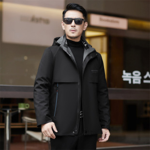 Parker Men's Winter New Men's Rabbit Leather Liner fleece-lined Thickened Jacket High-end Men's Rex Rabbit Fur