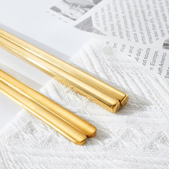Korean 304 stainless steel spoon chopsticks set household tableware solid flat chopsticks spoon hotel hollow square chopsticks