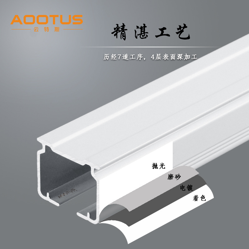 Aluminum flat rail curtain track components, direct supply from the manufacturer, curtain track