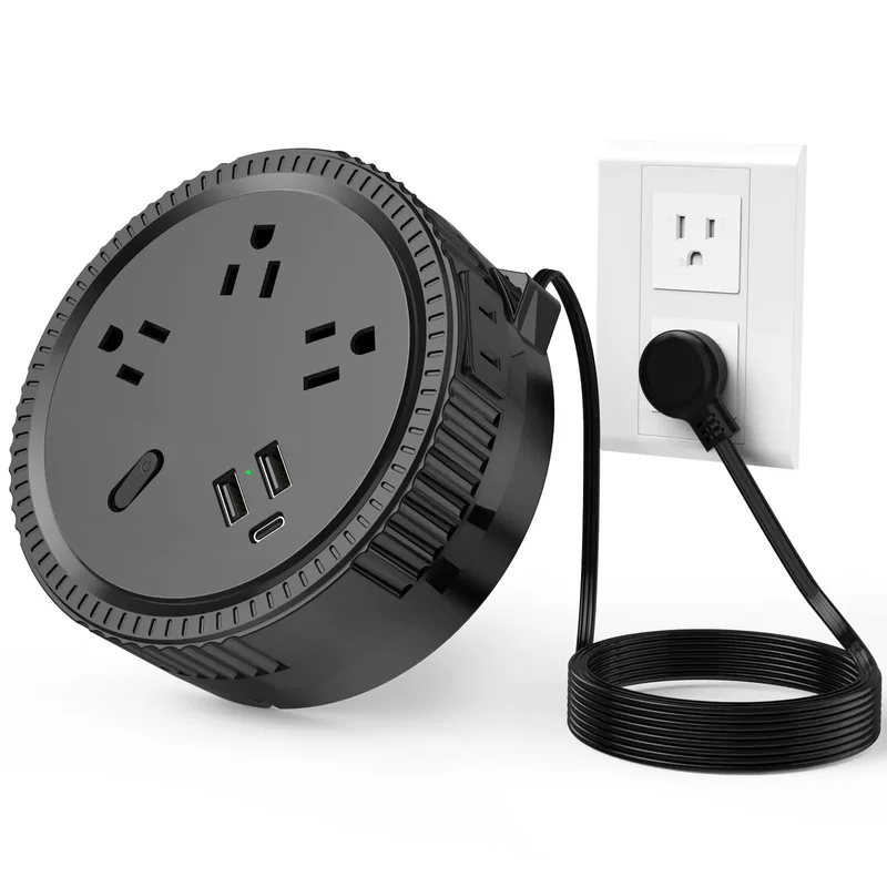 Patented cross-border new product American version power strip with retractable cable multi-port USB fast charging