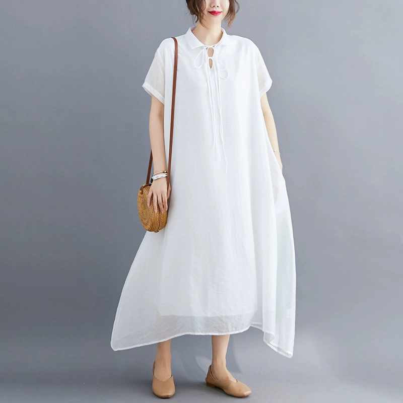 Real Shot 2023 летнее удобное женское платье на шнуровке больших размеров с пухленькими девушками, свободное тонкое платье для покрытия живота