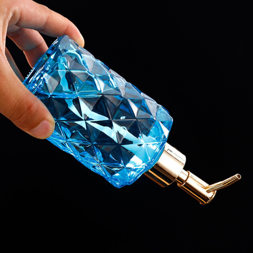 Colored glass hand sanitizer bottle rhombus diamond with pump press shower gel empty bottle shampoo conditioner refill bottle