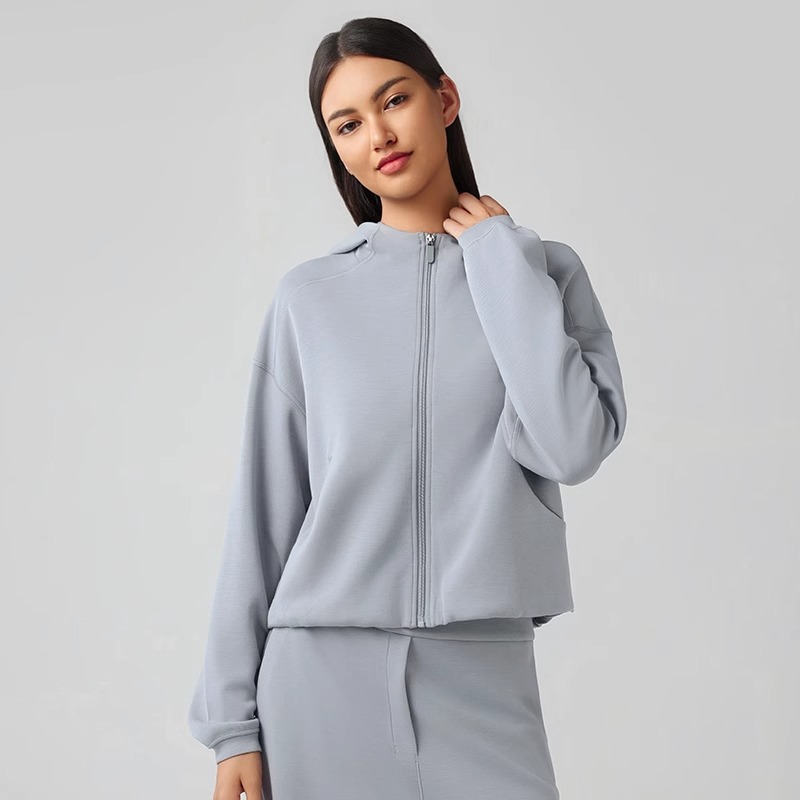 Nuevo deportivo encapuchado con cremallera cardigan suelto camiseta casual mujer versátil perezosa carrera chaqueta de entrenamiento abrigo