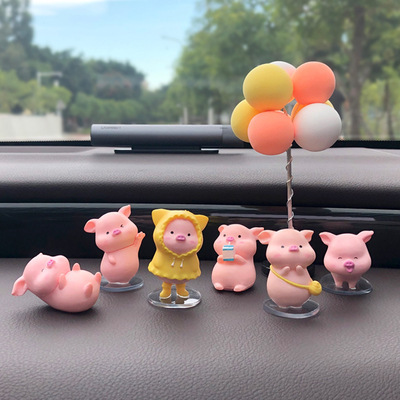 Adornos para el automóvil Adornos de la consola central del automóvil del cerdito de la red de Internet Adornos para el automóvil Dibujos animados creativos Decoración linda del automóvil Mujer