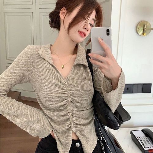 Leather Collar Mini Sleeveless Women's Autumn/Winter Waist-Cinching Slimming Top Pure Desire Seductive Slim Fit Solid Color Pleated Base Layer