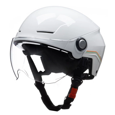 Motosiklet kaskı (dəbilqə) helmet electric car women's summer - white-with-short-transparent