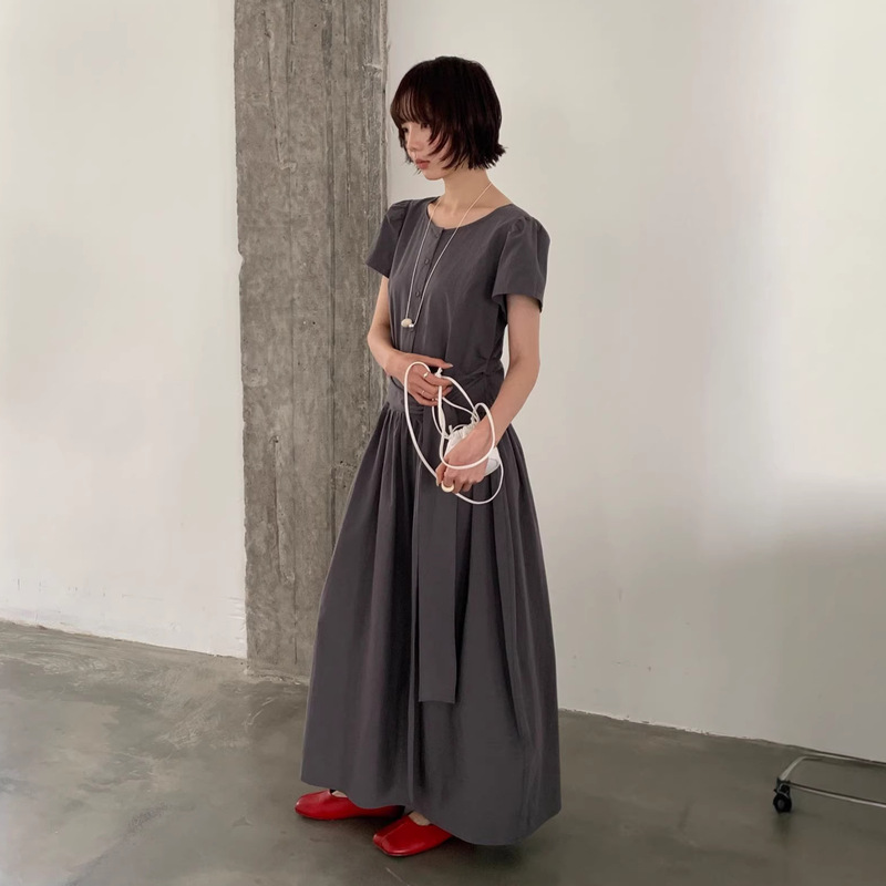 6up Spring/Summer New Style Tie-Waist French Dress 2026 Guangzhou 13Th Row Vacation Casual Lazy Style 60229