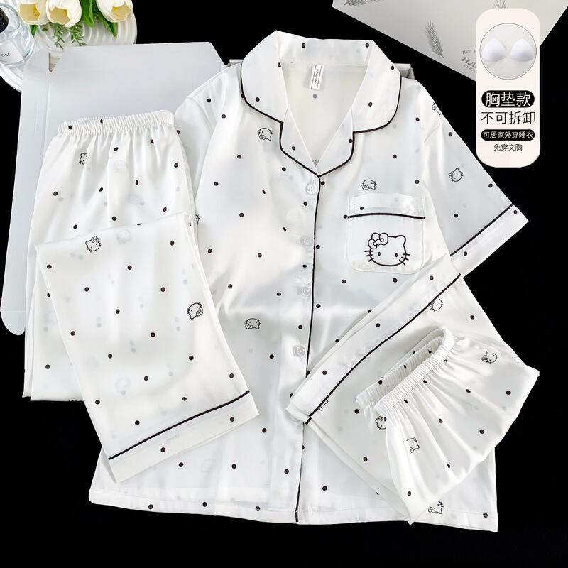 Soft and Comfortable Ice Silk Home Pajamas, Skin-Friendly, Youthful, Soft, Slimming, Breathable, and Stylish Loungewear Soft and Comfortable Ice Silk Home Pajamas, Skin-Friendly, Youthful, Soft, Slimming, Breathable, and Stylish Loungewear