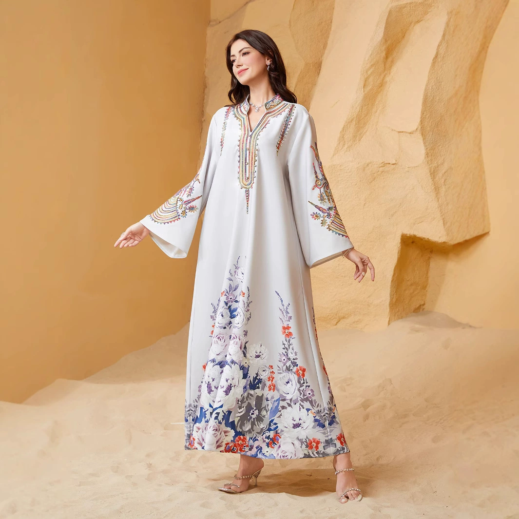 NC22 трансграничное новое платье-абайя для мусульманок с вышивкой веревкой, повседневное платье для путешествий в Дубай