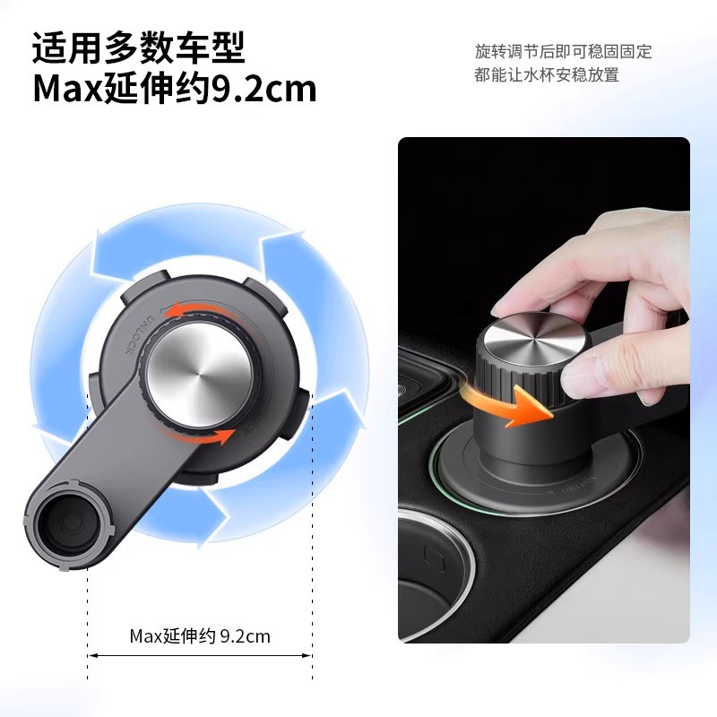 3-in-1 Car Suspension Table Board 360 °   Rotating and Adjustable Car Cup Holder Small Table Board for Office and Dining Use