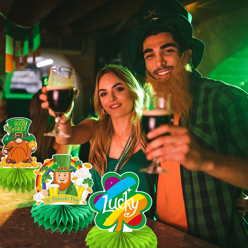 Nuevo día de San Patricio fiesta decoración de panal ornamentos día irlandés trébol de suerte panal tridimensional
