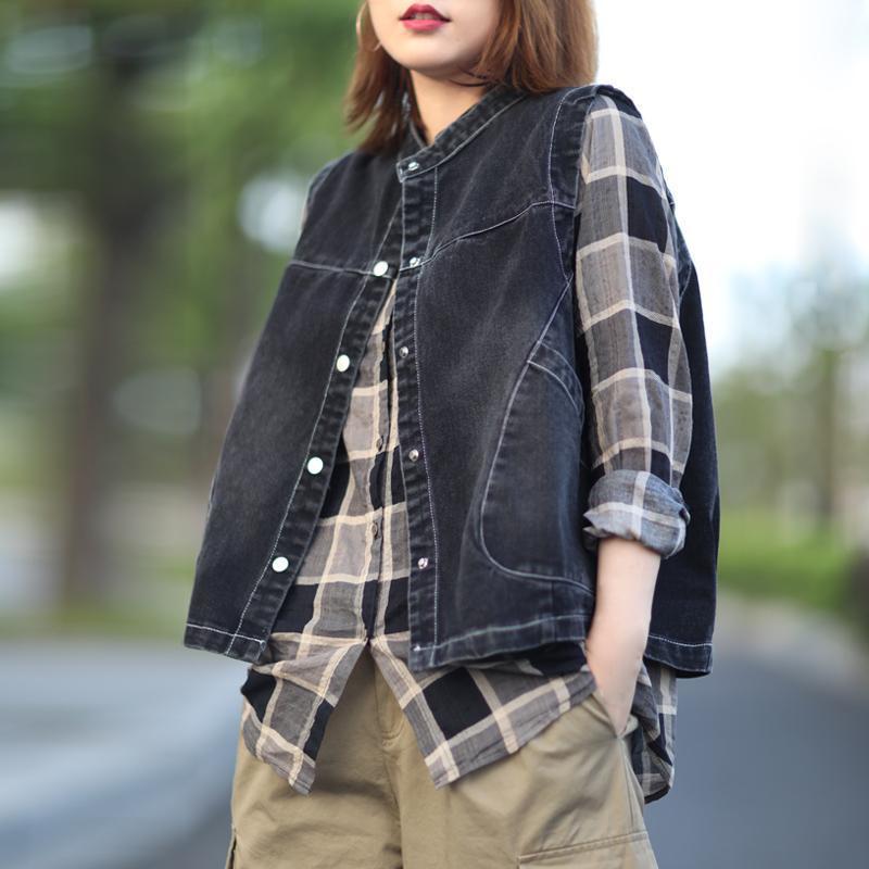 Loose Plus-Size Spring and Autumn Women's New Denim Vest Jacket Trendy Ins Autumn and Winter Versatile Outerwear for Women