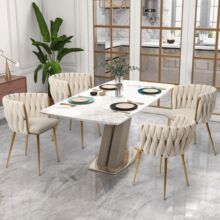 定制餐椅家用美式设计师绒布靠背现代简约轻奢不锈钢餐厅意式椅子