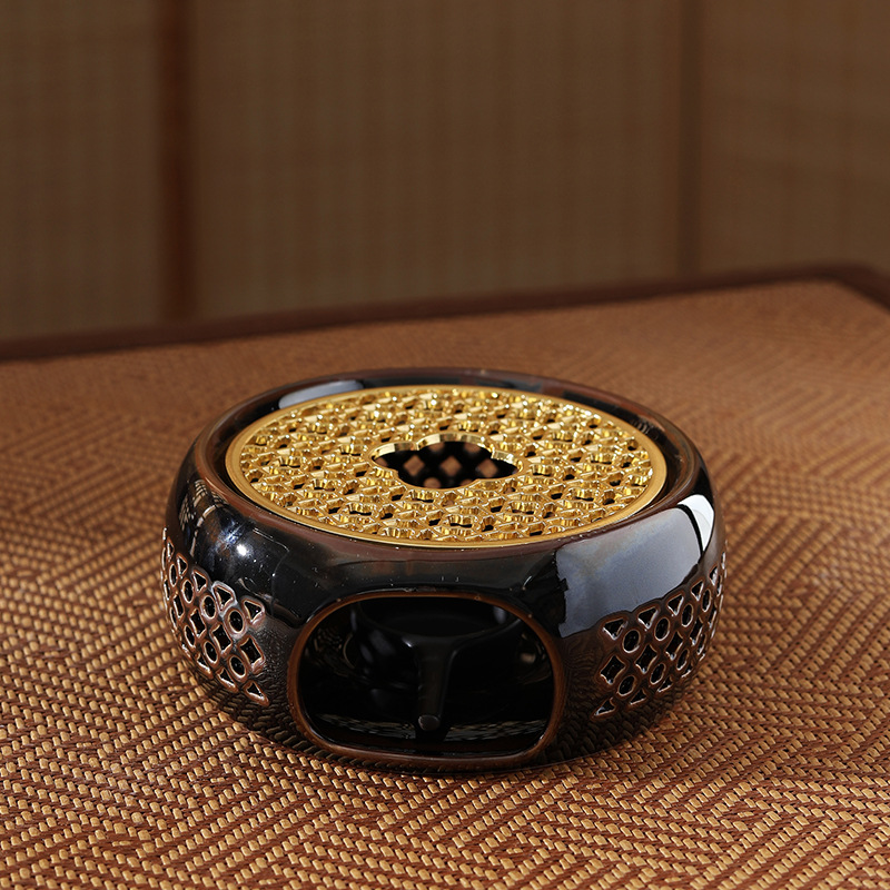 Calentador de té con diseño de horno hueco que cambia de color, calentador de velas para restaurantes, hoteles y uso doméstico, tetera aislada con forma de flor, calentador de té esmaltado en horno.