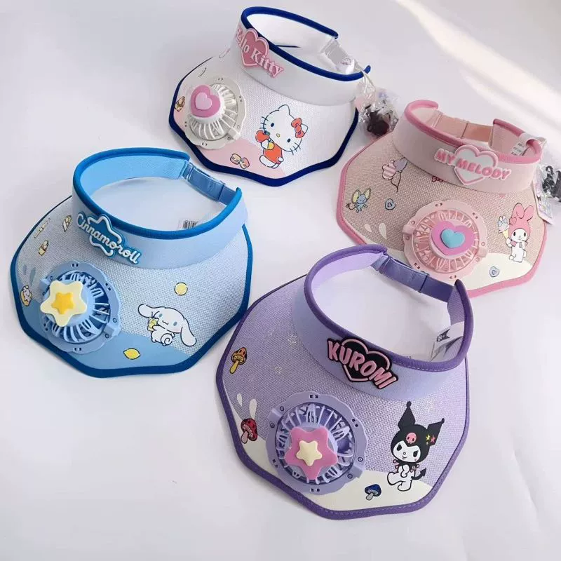 Детская солнце-кепка от Sanrio, солнечная вентиляция с солнечной батареей, защита UV