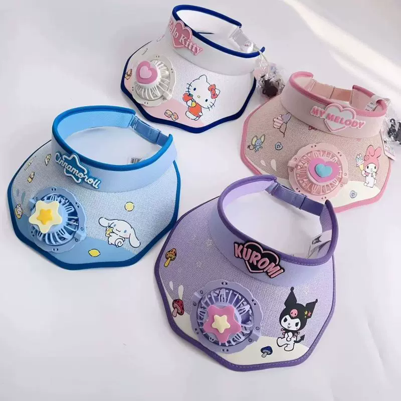 Детская солнце-кепка от Sanrio, солнечная вентиляция с солнечной батареей, защита UV