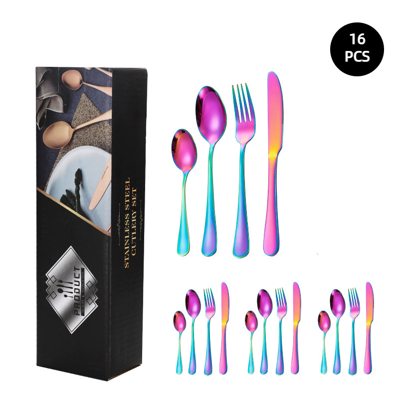 Juego de vajilla de acero inoxidable de Amazon transfronterizo 1010 Cuchillos, tenedores y cucharas de comida occidental Juego de 24 piezas Cuchillos y cucharas de bistec