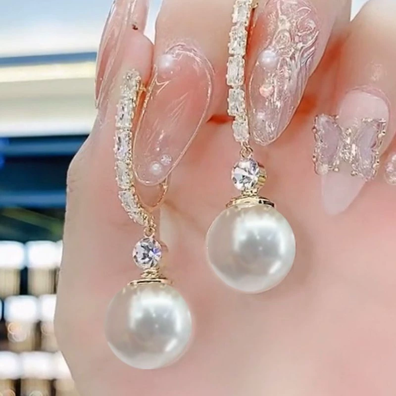 Серебряная игла, цирконы, изысканные ретро-серьги из жемчуга, стиль высокого качества, стиль легкой роскоши, французский ретро стиль