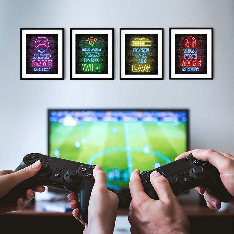 E-sports game art poster decorative painting core game machine room bedside wall decoration wall hanging game handle frameless painting