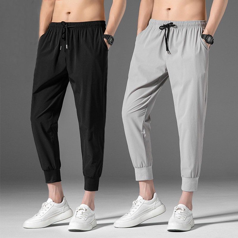 Ankle-length Pants Men's Summer Thin Korean-style Fashionable Breathable Large-size Loose Teenagers and Students Sports Pants