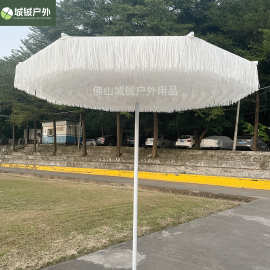 景观工程流苏伞可改色铝合金伞架大型摆件仿真草庭院伞厂家直销