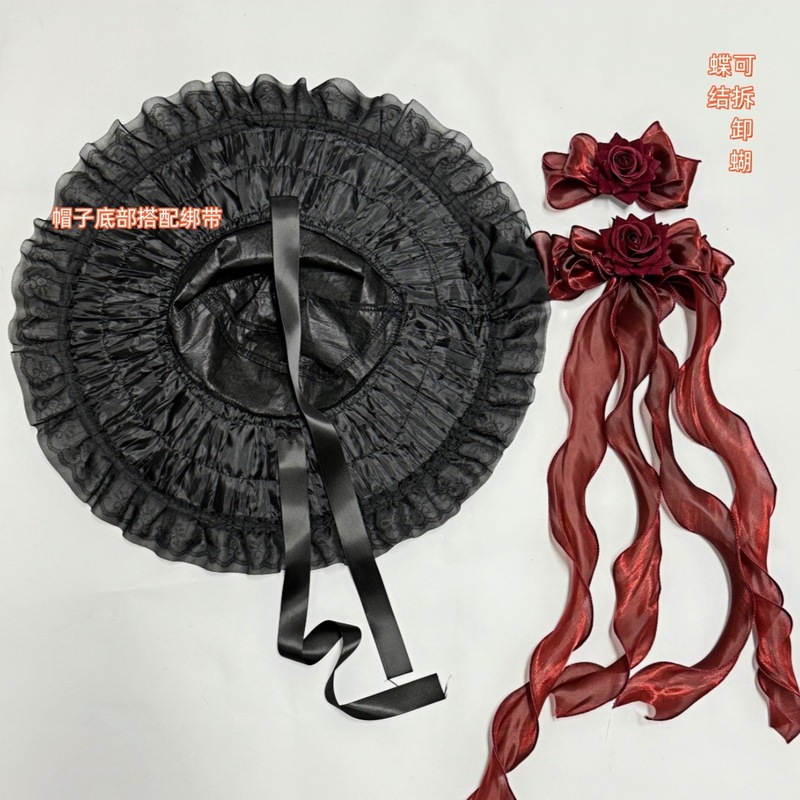 恶魔lolita蝴蝶结cos装扮i哥特暗黑系辣妹万圣节女巫帽头饰魔女帽|undefined
