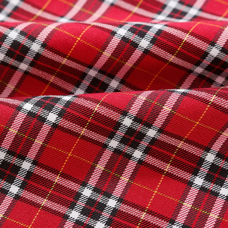 Checked fabric British style Scottish plaid TC yarn-woven two-way twill dyed plaid fabric for school uniforms skirts
